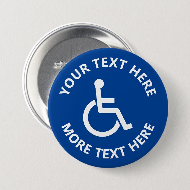 Custom disability sign wheelfleischicon pinback button (Vorne & Hinten)