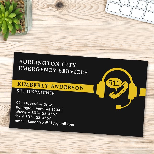 Custom Dispatcher Modern 911 Emergency Dept Logo Visitenkarte (Von Creator hochgeladen)