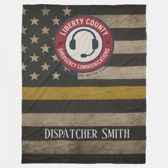 Custom Dispatcher Thin Gold Line Blanket Fleecedecke (Vorderseite)