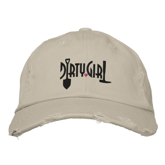 Custom Distressed Dirty Girl Baseball Cap Bestickte Baseballkappe (Vorderseite)