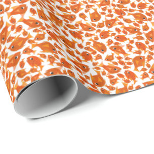 Custom Ditzy Orange Fishing Pattern Wrapping Paper Geschenkpapier