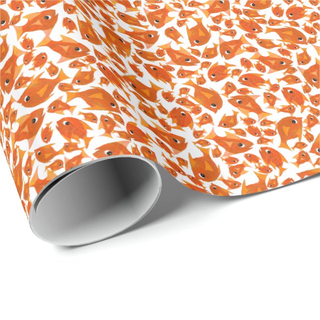 Custom Ditzy Orange Fishing Pattern Wrapping Paper Geschenkpapier (Rolleneckpunkt)