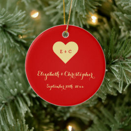 Custom DIY Wedding Name Date Heart Monogram Mr. Mr Keramikornament