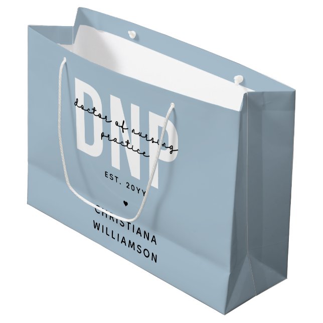 Custom DNP Doctor of Nursing Practice Abschluss Große Geschenktüte (Vorderseite Schrägansicht)