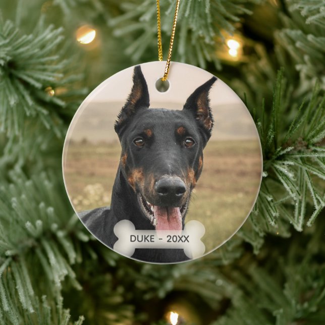 Custom Doberman Dog Foto Keramik Ornament (Baum)