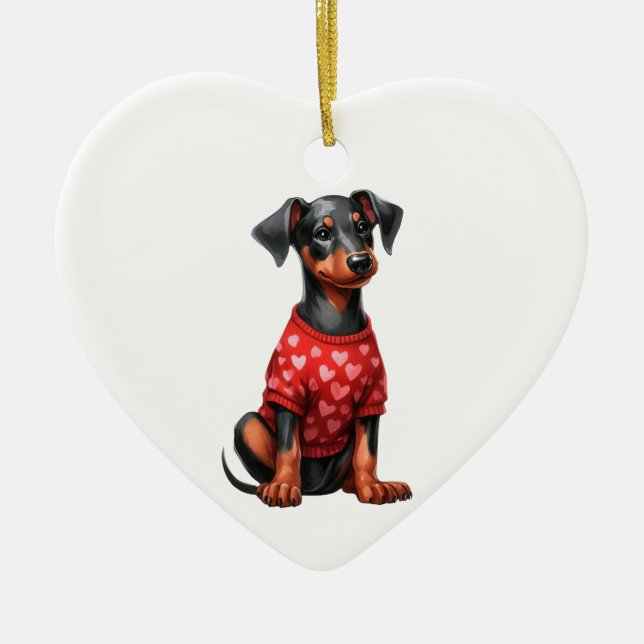 Custom Doberman Pinscher Dog Valentine Ornament (Vorne)