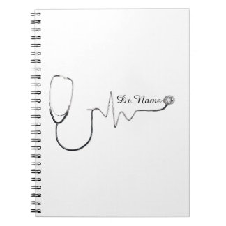 Custom Doctor Name Stethoscope Heartbeat Design Notizblock