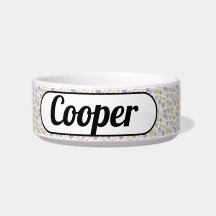 Custom Dog Bowl with Paw Prints - Cooper's Name