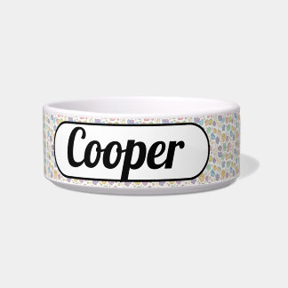 Custom Dog Bowl with Paw Prints - Cooper's Name Napf