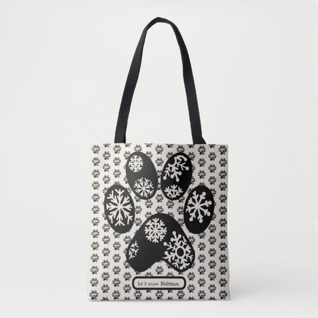 Custom DOG BRET Weihnachts Paw Snowflake Schnee Tasche (Vorderseite)