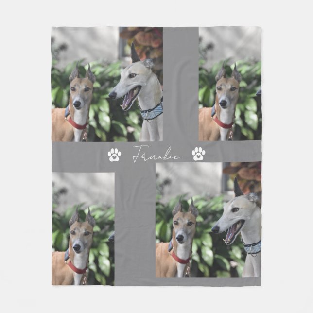 Custom Dog Cat Picture Bedding Blanket With Text,  Fleecedecke (Vorderseite)