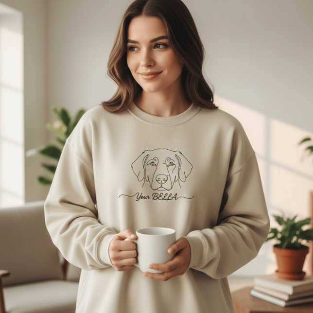 Custom Dog Ear Line Art Sweatshirt | Personalized  (Créateur téléchargé)