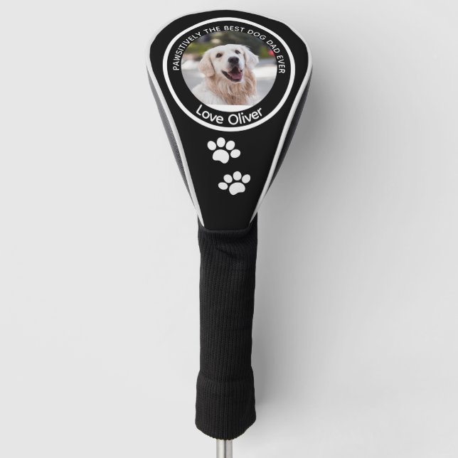 Custom Dog Foto Best Vater Schwarz-weiß Golf Headcover (Vorderseite)