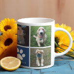 Custom Dog Foto Collage Blue Paw Print Niedlich Kaffeetasse<br><div class="desc">Diese wunderschöne Foto-Tasse ist personalisiert mit bezaubernden Bildern Ihres Hundes. Passen Sie dieses elegante Geschenk mit Ihren eigenen,  individuellen Nachwuchsfotos um einen coolen blauen Platz mit einem niedlichen weißen Pfotenprint und dem Namen Ihres Hundes in der Mitte an.</div>