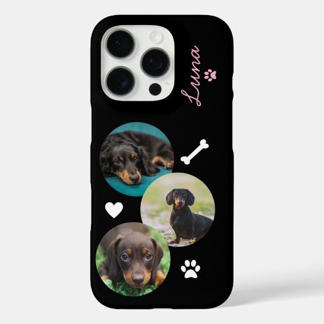 Custom Dog Foto Collage iPhone 16 Pro Hülle (Rückseite)