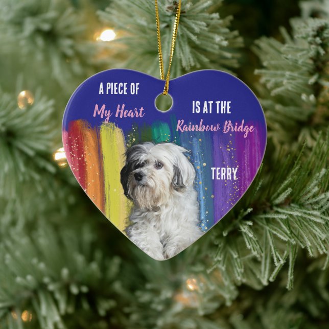 Custom Dog Foto Rainbow Bridge Memorial Ornament (Baum)
