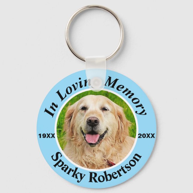 Custom Dog Memorial Blue Schlüsselanhänger (Vorderseite)