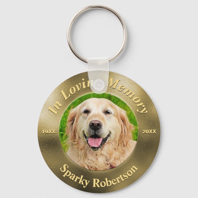 Custom Dog Memorial Gold Schlüsselanhänger (Vorderseite)
