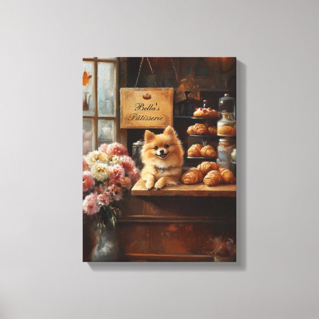 Custom Dog Name French Bakery Spitz Dog Leinwanddruck (Vorderseite)