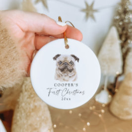 Custom Dog Name Mops Lover Mein erstes Weihnachtsf Keramik Ornament