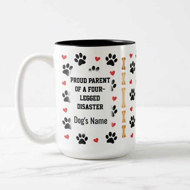 Custom Dog Name Photo Gift Zweifarbige Tasse (Links)