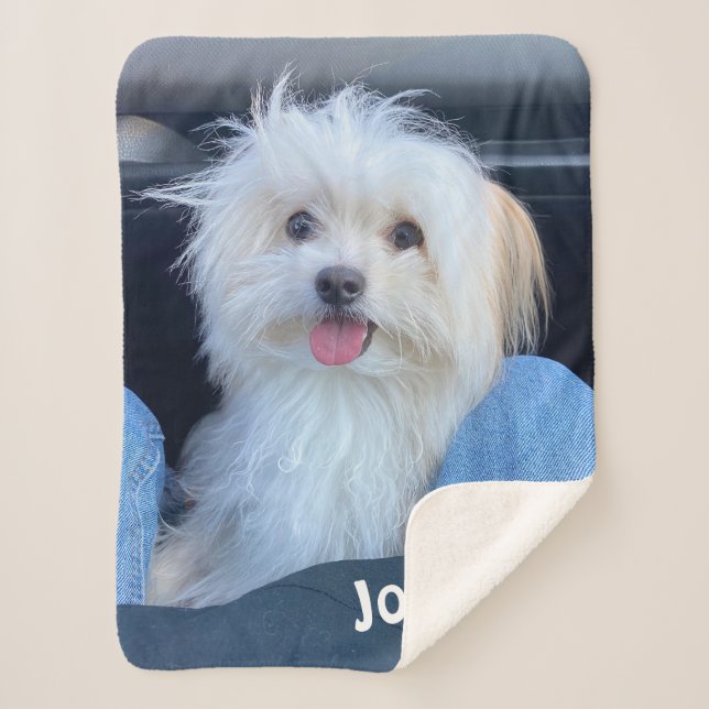Custom Dog Photo Blanket with Pet's Name  Sherpadecke (Vorderseite)