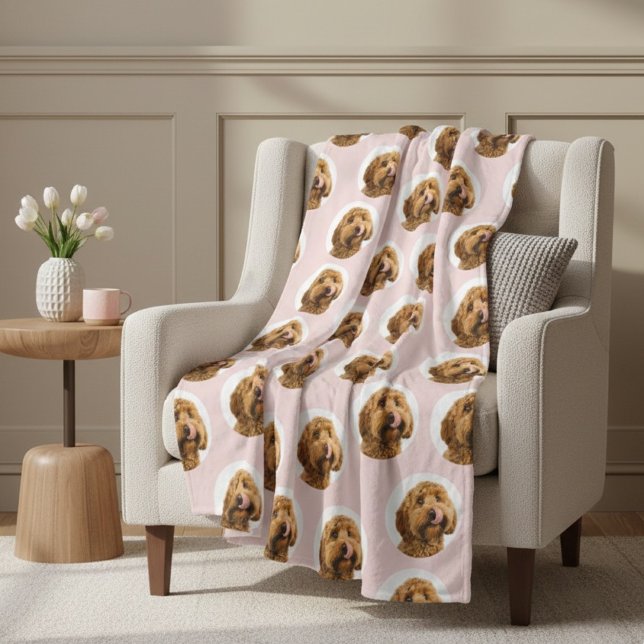 Custom Dog Photo | Cute Pink Pet Fleecedecke (Von Creator hochgeladen)