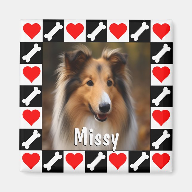 Custom Dog Photo Personalized Picture and Name Magnet (Vorne)