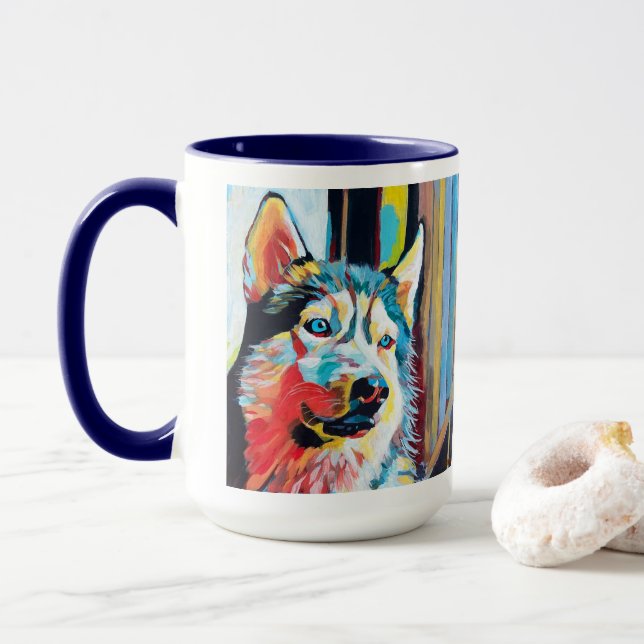 Custom Dog Portrait Painting - Forever Loved Pet Tasse (Mit Donut)