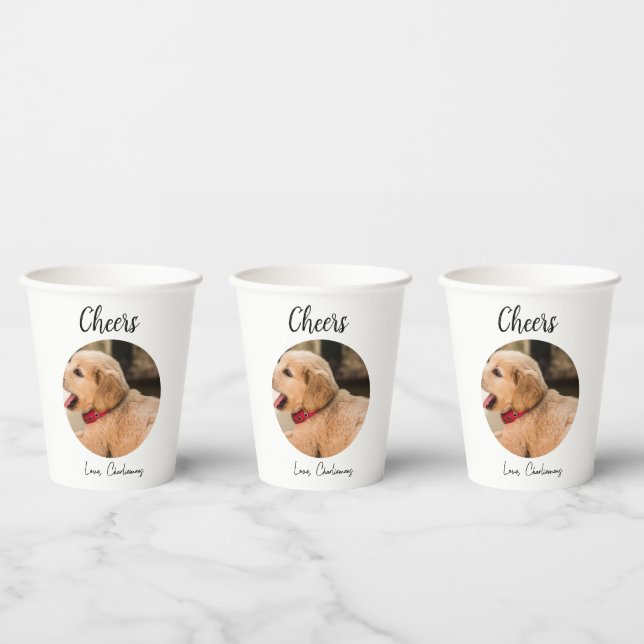 Custom Dog Wedding Favor Dog of Honor Photo cheers Pappbecher (Multi)