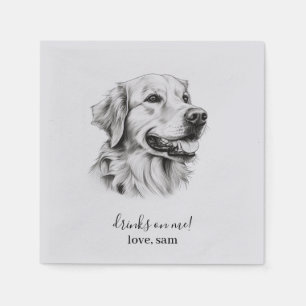 Custom Dog Wedding Napkin Golden Retriever Serviette