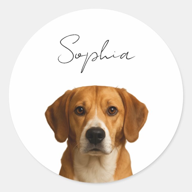Custom Dog Weihnachten | Personalisiertes Pet-Foto Runder Aufkleber (Vorderseite)