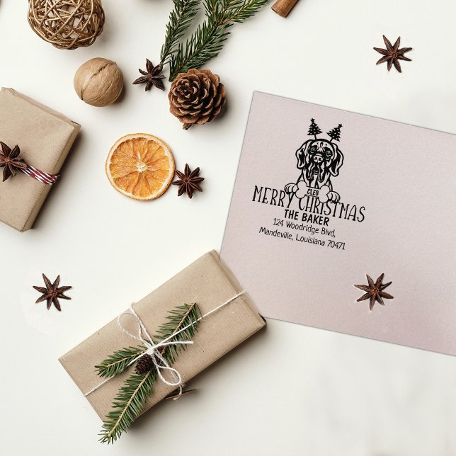 Custom Dog Weihnachts-Rücksendeadresse Gummistempel (Von Creator hochgeladen)