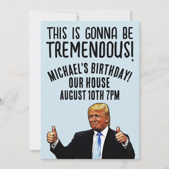 CUSTOM DONALD TRUMP GEBURTSTAGLICHE PARTEIEINLAGEN EINLADUNG (Vorderseite)