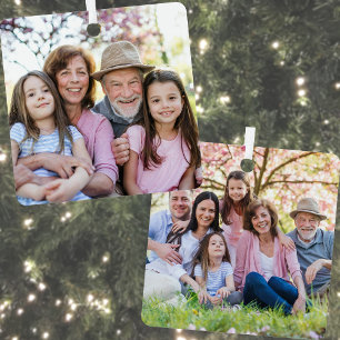 Custom Doppelseitenfamilie Zwei Fotos Weihnachten Ornament Aus Metall