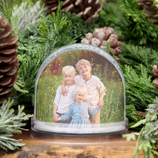 Custom Double Sided 2 Photo of Kids Family Schneekugeln (Winter)