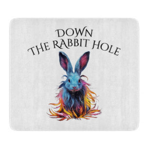 Custom Down Down Rabbit Hole Blue Bunny Glass Schneidebrett