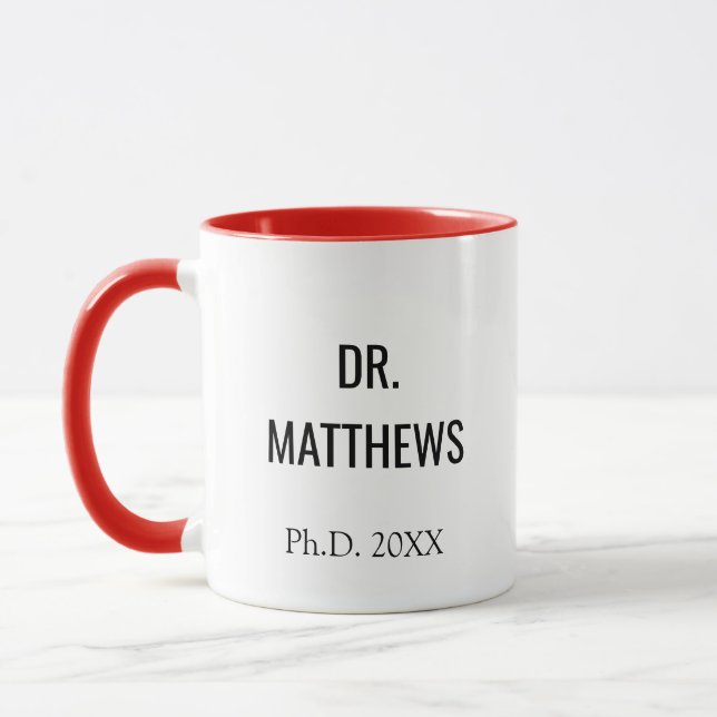Custom Dr PhD Graduation Gift Mug (Gauche)