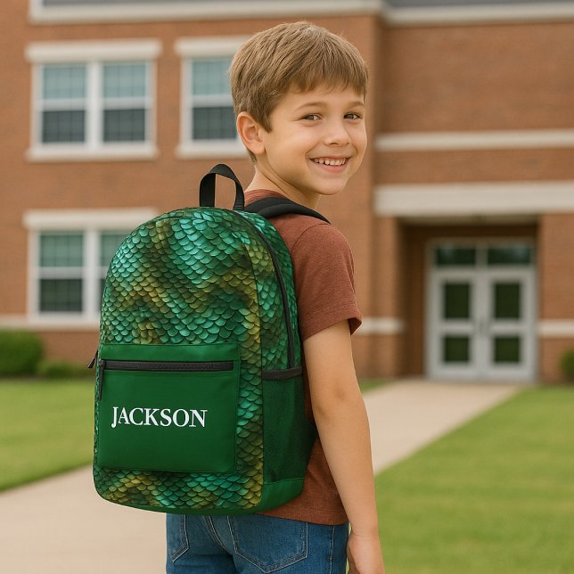 Custom Dragon Skin Bedruckter Rucksack (Dragon Skin Green Boys Custom Backpack)