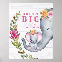 Custom Dream Big Little One Elephanten Niedlich Pi