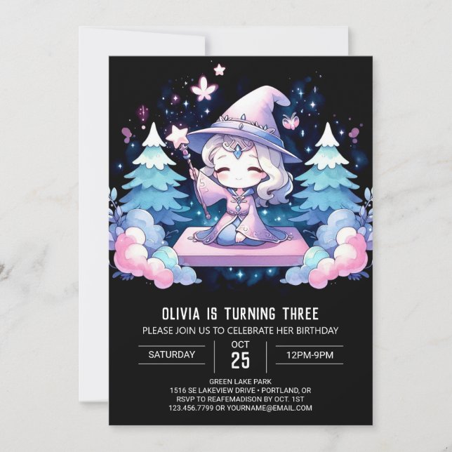 Custom Dreamy Wizard Geburtstag Einladung (Vorderseite)
