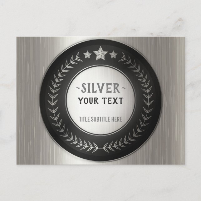 CUSTOM DRUCKDIY MEDAL Silver HINZUFÜGEN SIE IHRE L Ankündigungspostkarte (Vorderseite)