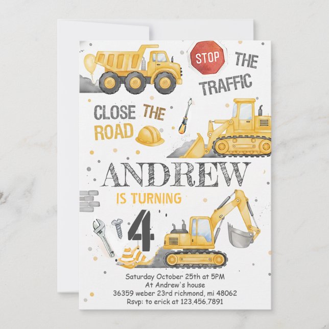 Custom Dump Truck Birthday for boys Invitation Einladung (Vorderseite)