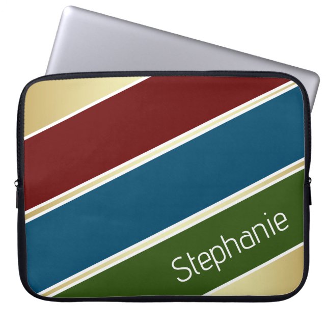 Custom Dunkel Red, Ocean Blue und Forest Green Laptopschutzhülle (Vorderseite)