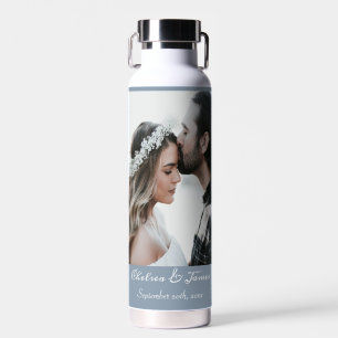 Custom Dusty Blue Calligrafy Add your own Foto Trinkflasche
