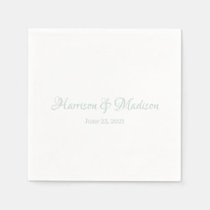 Custom dusty blue Script Couple Name Date Wedding Serviette