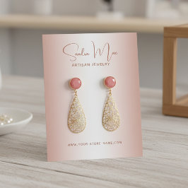 Custom Dusty Peach Blush Pink Jewelry Display Card Visitenkarte
