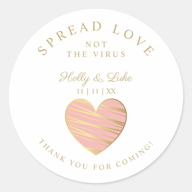 Custom Dusty Pink Heart Wedding Sanitizer Hands  Runder Aufkleber (Vorderseite)