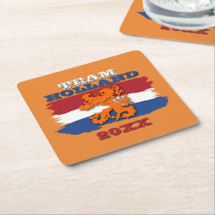 Custom Dutch Flag Orange Lion Team Holland Rechteckiger Pappuntersetzer