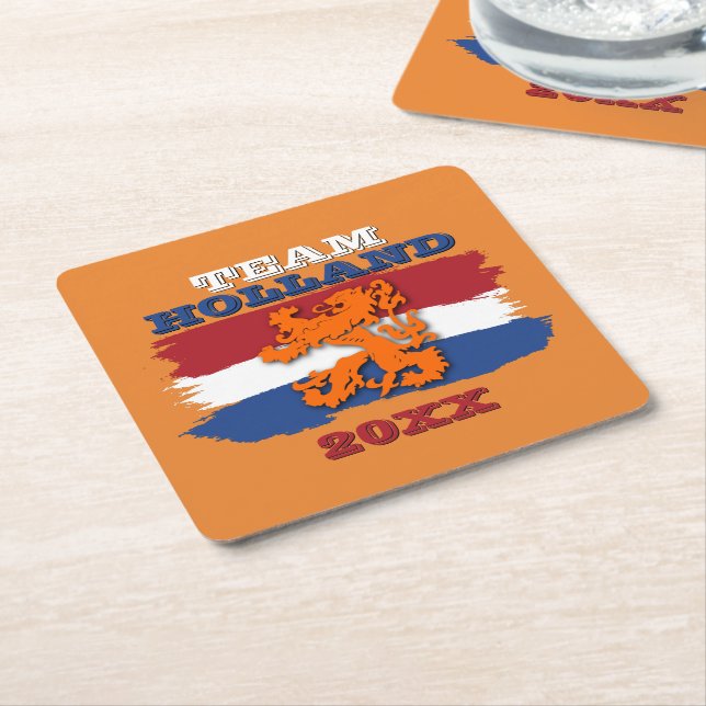 Custom Dutch Flag Orange Lion Team Holland Rechteckiger Pappuntersetzer (angewinkelt)